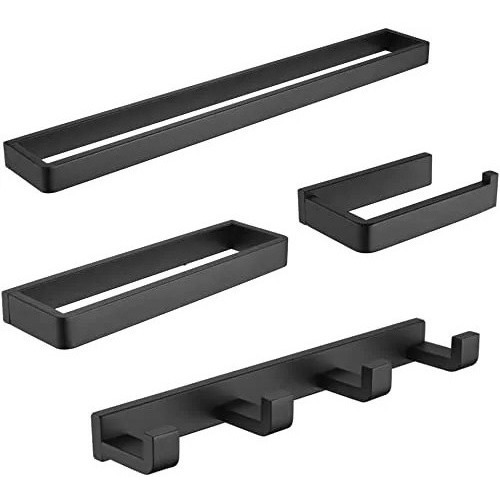 Juego De 4 Pcs Para Baño Negro