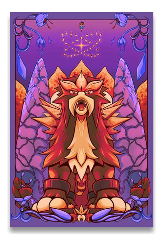 Poster Decorativo 42cm X 30cm A3 Brilhante Pokémon Entei