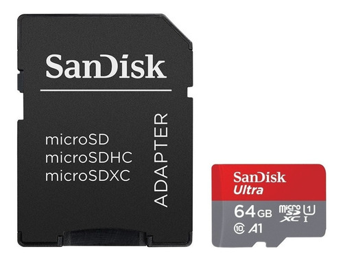 Imagen 1 de 3 de Tarjeta Micro Sdxc 64gb Sandisk Ultra, C10, U1, A1, 100mb/s