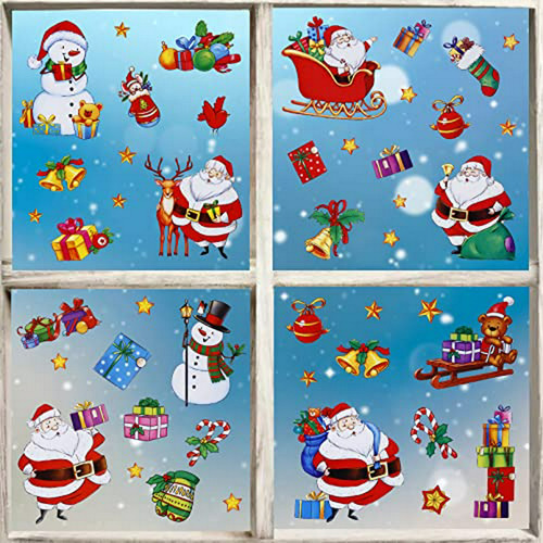 Decoraciones Navideñas Adhesivas Nieve, Papá Noel, Feliz Nav