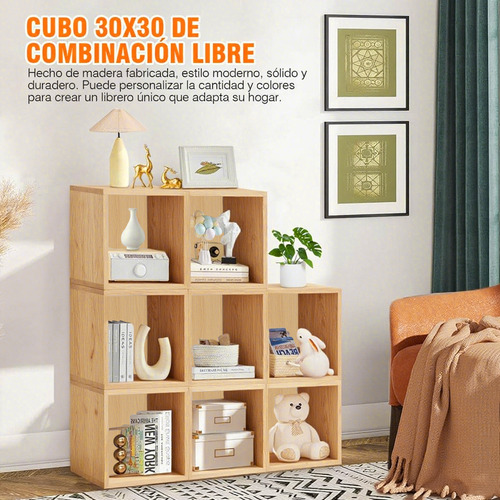 Librero Organizador Cubos Apilables De Madera Multifuncional
