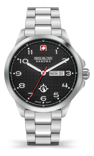 Reloj Swiss Military Smwgh2100303 Para Hombre Cristal Zafiro Color de la malla Plateado Color del bisel Plateado Color del fondo Negro