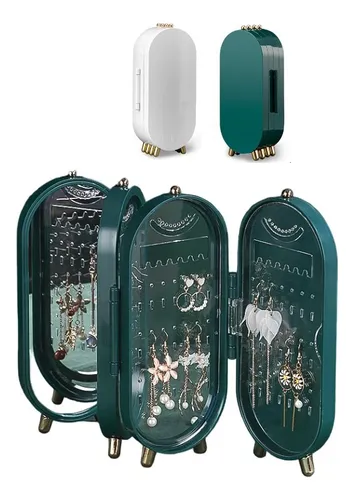comprar Organizador Joyero Plegable Con Espejo De 4 Cuerpos - Verde 