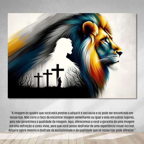 Quadro Grande Canvas Arte Leao De Juda Colorido 130x90