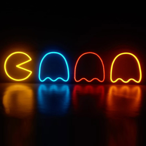 Cartel Neon Led Lampara Luz Pacman App Bluetooth Efectos