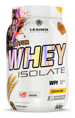 Predator Whey Isolate 900g Nitro No2 Leader Nutrition Sabor Morango