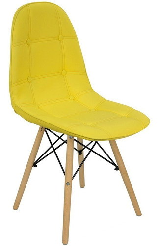 Cadeira Charles Eames Botonê Eiffel Wood Estofada Couro