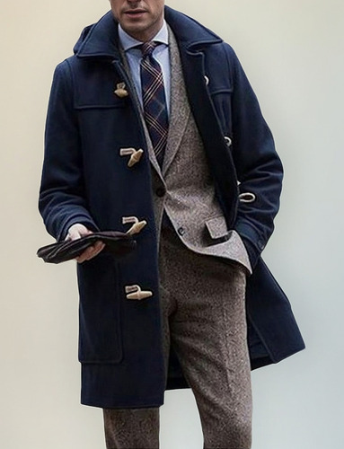 Abrigo De Hombre Delgado Elegante Gabardina Doble Botonadura