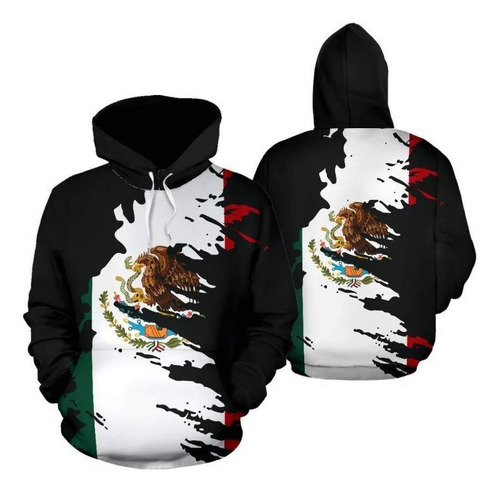 Sudadera Con Capucha Con Pintura De La Bandera De México 3d