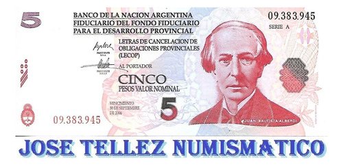 Bono Argentina Ec# 202 5 Lecop Scala Sin Modif Unc  Palermo