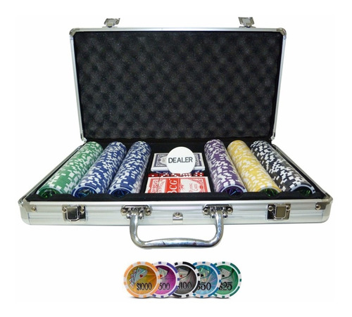 Maleta Poker Profissional 300 Fichas Numeradas Kit Completo