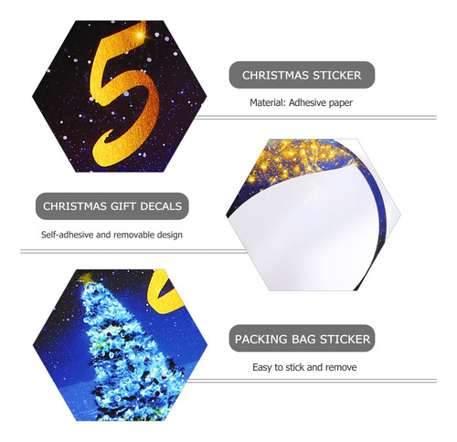 6 Hojas De Pegatinas Decorativas Con Números De Navidad Para