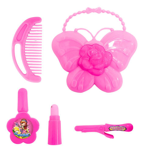 Set De Nena- Cartera Mariposa + Peine + Labial + Esmalte