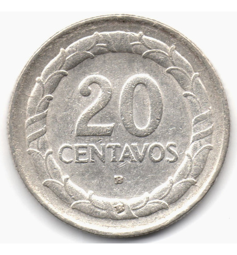 20 Centavos 1945 Variedad Con Otra B En La Corona