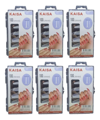 Kit 600 Tips Bailarina C/ Degrau Caixa 100 Unhas Plástico Cor Transparente