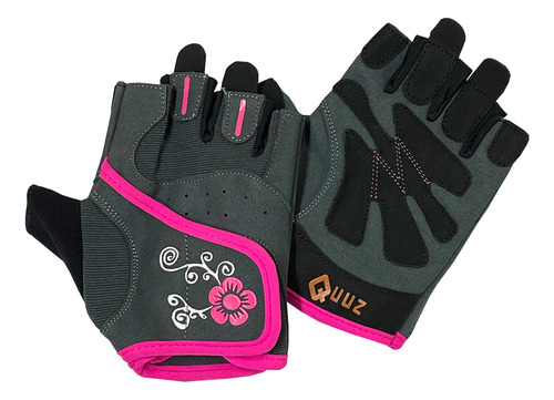 Guantes Para Gimnasio/fitness/pesas Femeninos Con Abrojo Rosa Floreado S