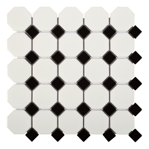 Mosaico Ottagono Bianco/nero 29.5x29.5 Mate Caja X20 Und Att
