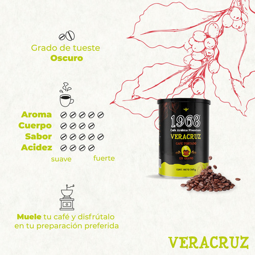 Café 1968 Veracruz, Grano - 340gr