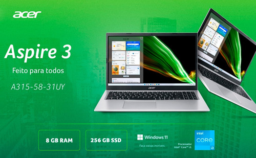 Notebook Acer A315-58-5538 Corei5 11ger/8gb/ssd256/15.6/w11