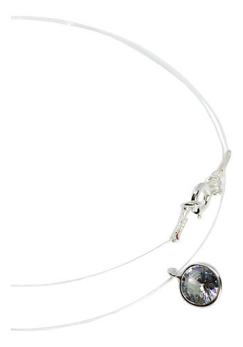 Conjunto Colar E Brinco Ponto De Luz Prata 925 Cordão Nylon Cor Prateado