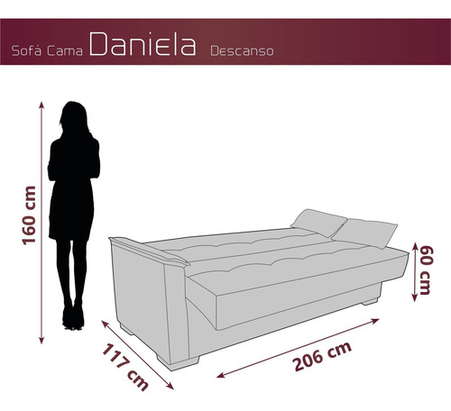 Sofá Cama 3 Lugares Daniela Wt