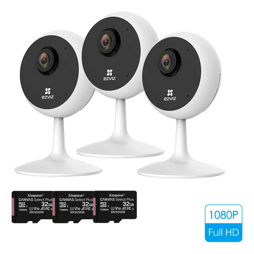 Imagen 1 de 8 de Kit X3 Camara De Seguridad Mini Ip Wifi Full Hd C1c + 32gb