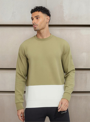 Polerón Color Block Interlock Verde Calvin Klein