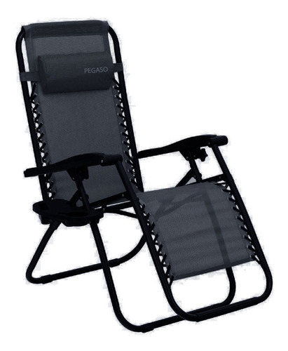 Set De2 Silla Camastro Plegable Gravedad 0+porta Vaso Pegaso Color Negro