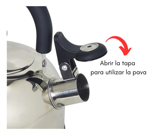 Pava Silbadora De Acero Inoxidable 3 Litros Mango Ergonomico