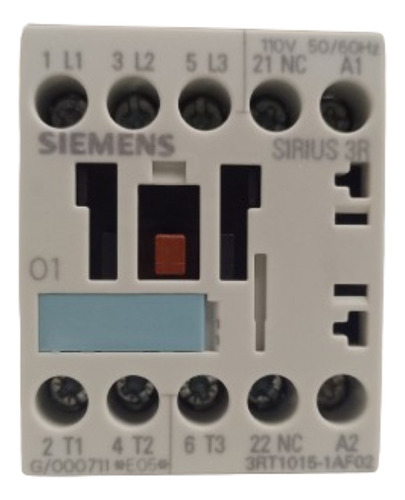Contactor Tripolar 7a 110vca 1nc 3rt1015-1af02 Siemens