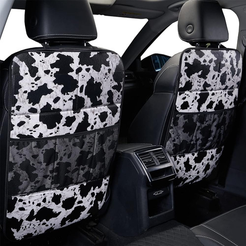 Lsbs Cow Print Car Seat Kick Protectors,2 Pack Kick Mats Con