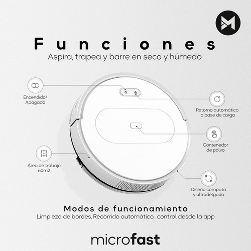 Aspiradora Trapeadora Robot Smart Inteligente App De Control