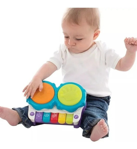 Imagen 3 de 5 de Piano Y Bateria Infantil 2 En 1 Light Up Music Maker Playgro