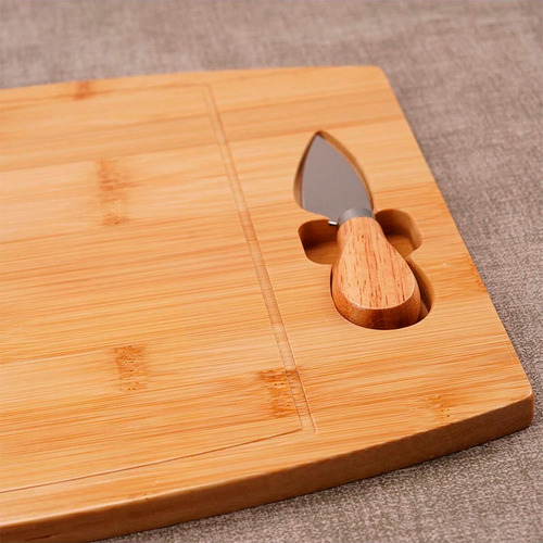 Tabla De Bambú Para Quesos Y Picadas, 2 Utensilios 33x22cm