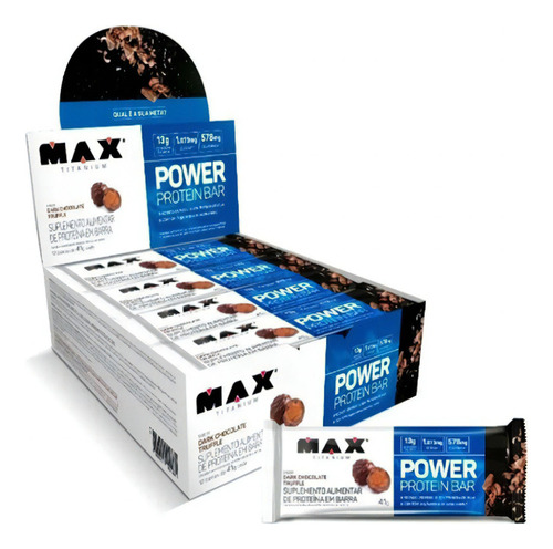 Power Protein Whey Bar Max Titanium Cx 12 Un Barra Proteína Sabor Napolitano