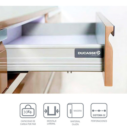 Kit Corredera Oculta C/suave C/lateral Metal 350 Mm| Ducasse