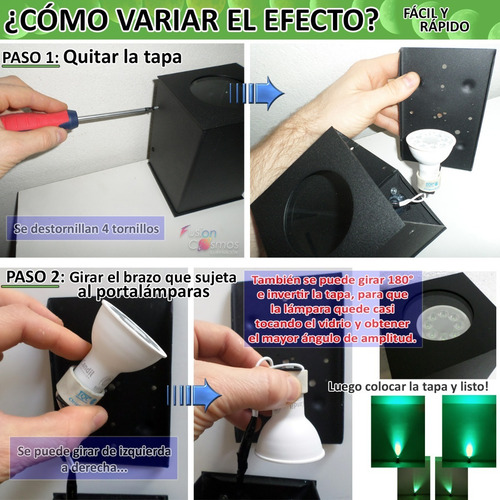 Imagen 7 de 10 de Bañador Luz Led Interior Exterior Efecto 4,5w Boliche Bar Fx