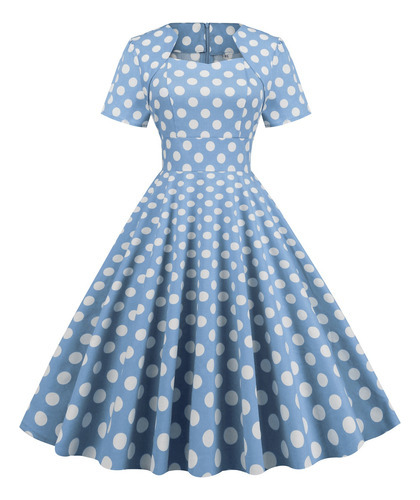 Vestido Midi Mujer Elegante Plisados Polka Dot Vestidos