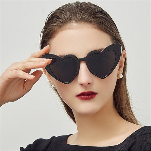 Anteojos De Sol Con Forma De Corazon Retro Para Mujer Corazon Retro Negro