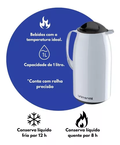 Garrafa Térmica Rolha Ideal Preta - 1 Litro