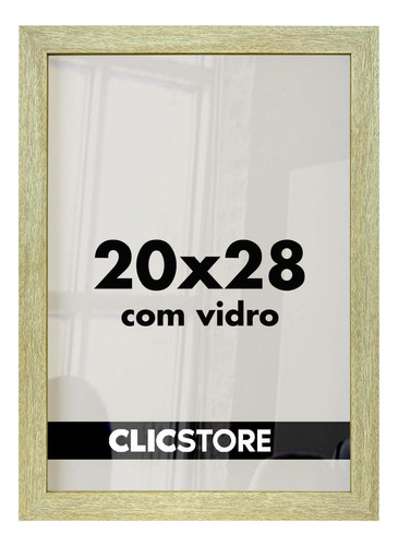 Moldura 20x28 Quadro Vidro Poster Porta Retrato Foto Cursos Cor Carvalho Liso