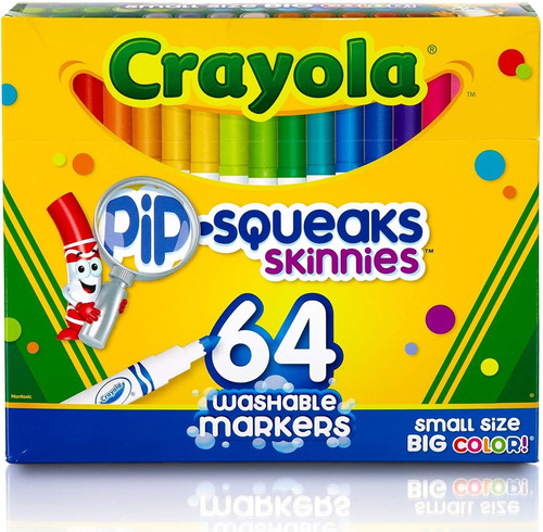 Crayola Pip-squeaks Skinnies Marcadores Lavables, 64 Unidade