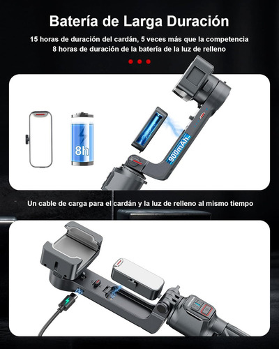 Estabilizador Para Celular, Estabilizador De Cardán A10 Negro Con Luz