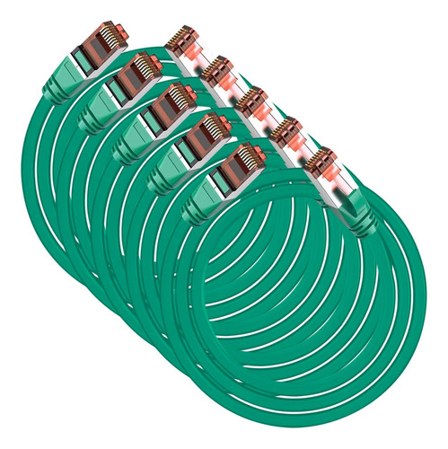 Cables Ethernet, Mxegt-005, 5pzas, 2m, Verde, 1gbps, Cat6, R