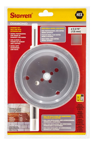 Serra Copo Diamantada 135mm De135m Starrett Haste 150mm
