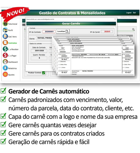 Sistema Clientes, Serviços, Festas, Contratos, Receber Pagar