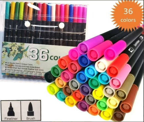 Lapices Lettering 36 Colores Dual Tip Brush Pens