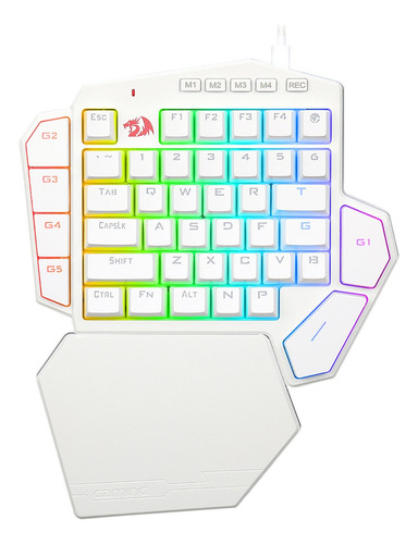 Teclado One Hand Redragon Ditix Rgb Lunar White Switch Azul Lunar White One Handed