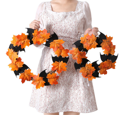 Bat Wreath 16 Inch Halloween Front Door Hanging Garland