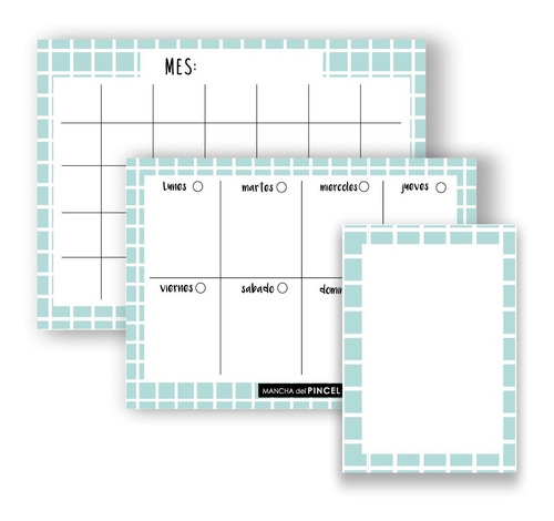 Planificador Semanal Y Mensual A4 Papel + Block De Notas Cce